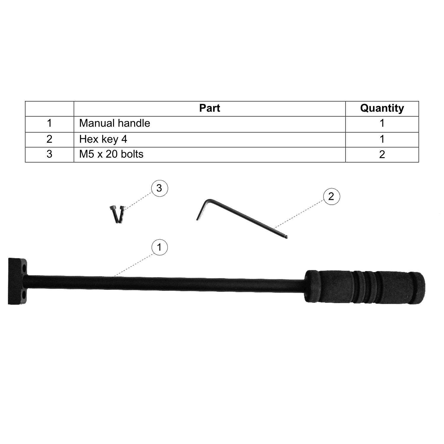 Pauli manual handle Manual handle kit for Zanus Pauli PT head - Image 1
