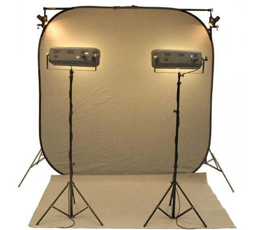 Chromatte with lights Reflecmedia 7'x7' ChromaFlex All-In-One Studio Kit with Medium Dual LiteRing - Image 1