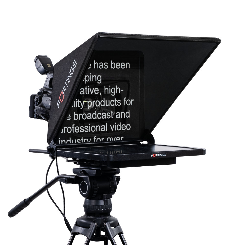 PROX 15-17-19 front left Fortinge PROX 19-HB-SDI - 19" High-Brightness Studio Prompter Set with HDMI/Composite/VGA/SDI Inputs and SDI Output - Image 1