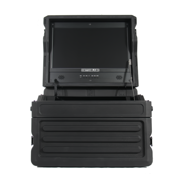 Switchblade GoRack 422 - Portable Broadcasting 4U Rack Case with 21.5-inch Monitor and Control Panel Workspace - Image 2