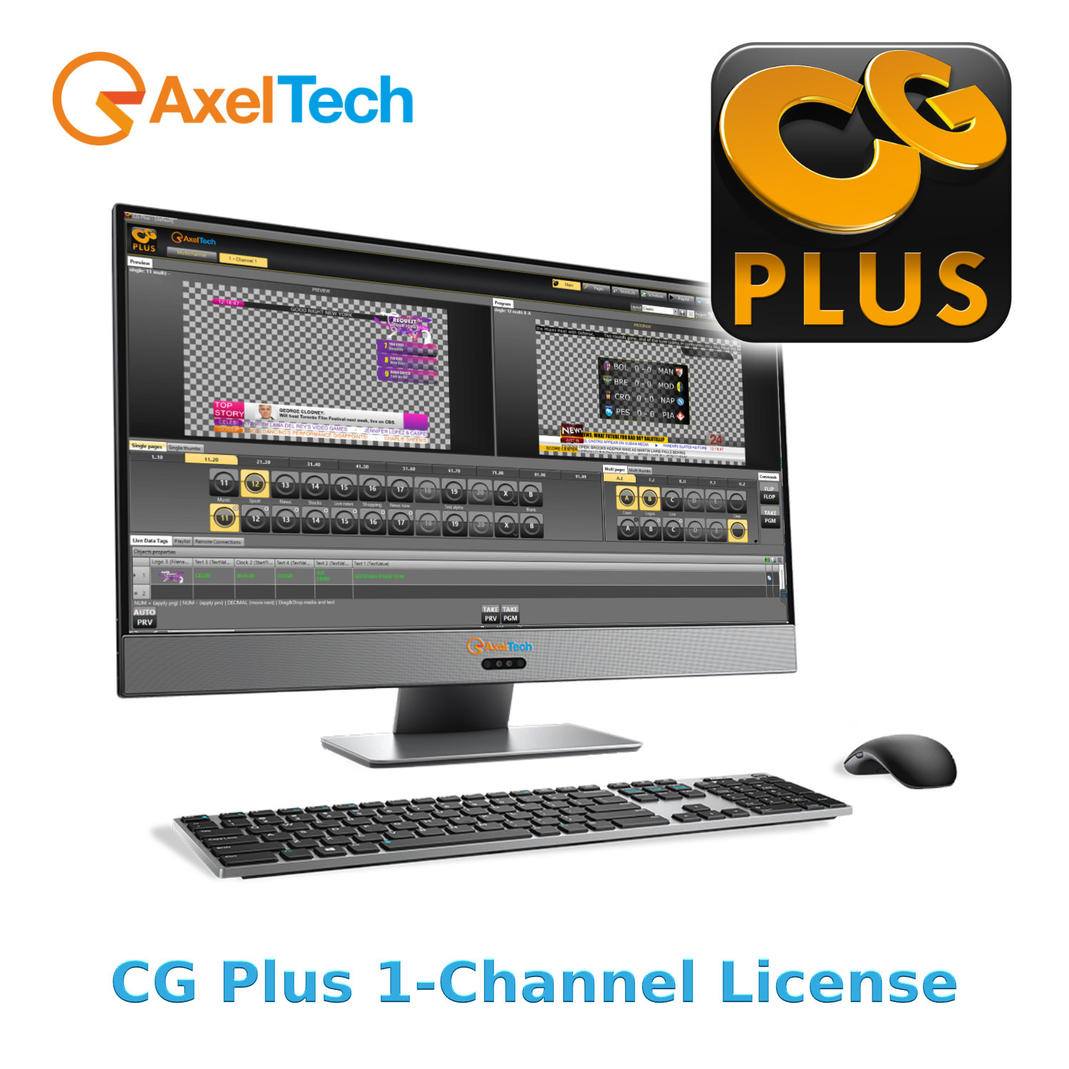 CG Plus main image with monitor Axel CG Plus Broadcast Graphics Software - 1-Channel License - Image 1