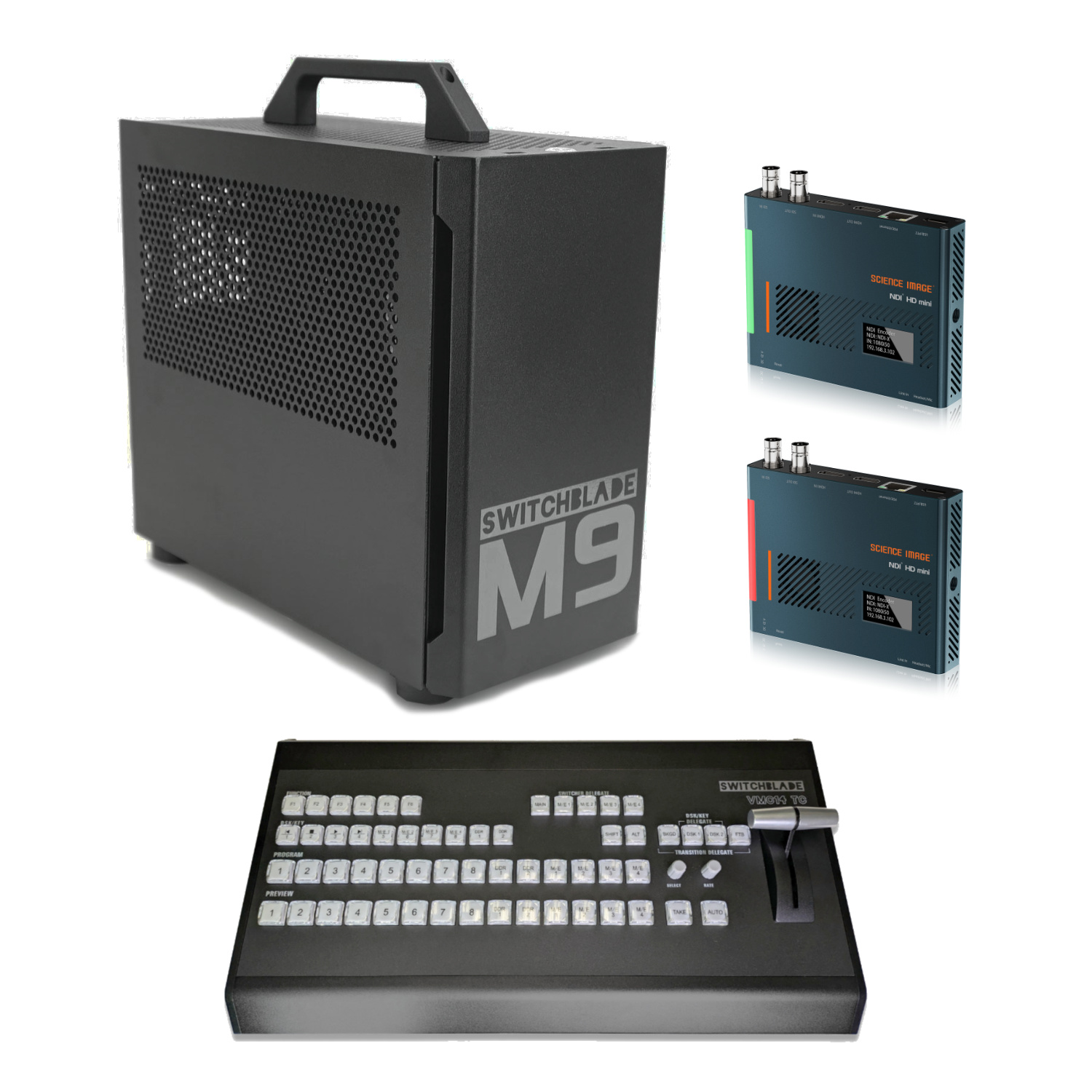 SWBS-M9-TCMINI-CS-2ENC Switchblade M9 TC Mini with VMC14 TC - TriCaster Mini S Platform with Control Surface and Two NDI Encoders - Image 1
