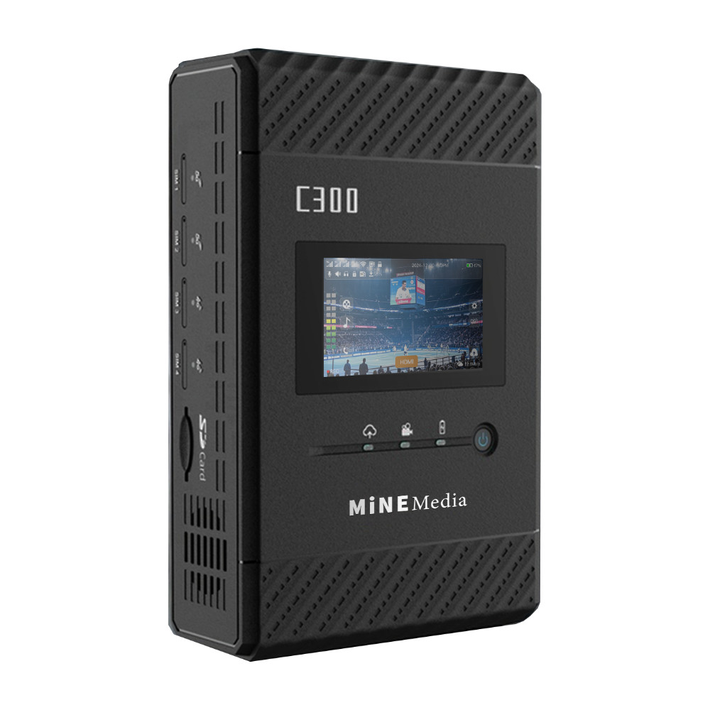Mine Media C300 left front angle 1000px MINE Media C300 5G Live Streaming Bonded Backpack Encoder - Image 1